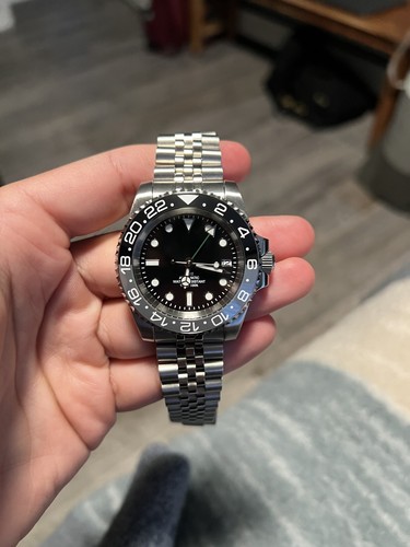 Custom Made Gray 40mm GMT Style Diver Mod Watch w/ NH34