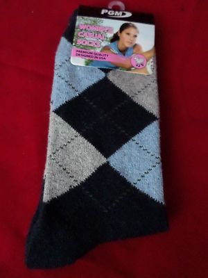1 Pair PGM 20% Merino Wool Womens Trouser Socks Arguile Crew  4-9