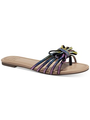 

INC Женские розовые босоножки с бантом и стразами Bowey Round Toe Slip On Thong Sandals, Розовый, 10011995400