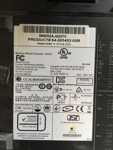 US Robotics Courier 56K Modem 3453C