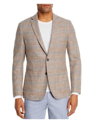 Pre-owned Dylan Gray Mens Beige Windowpane Plaid Classic Fit Blazer 40r