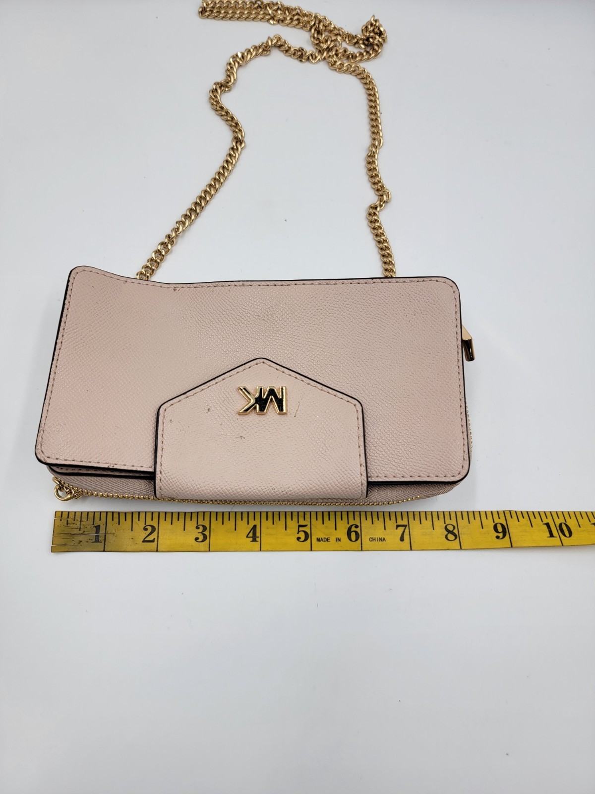 Michael Kors Convertible Leather Small Wallet On A Chain Women's Pink Zip Around - Picture 7 of 13