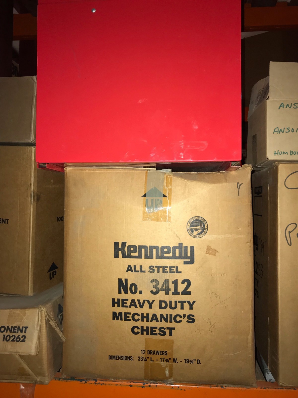 KENNEDY 3412R 00859 MECH. 12 DRAWER CHEST W/TUBULAR LOCK RED