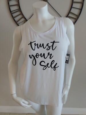 Active 8 Women's Arctic White Graphic Tank '' trust your self ''   Size XL