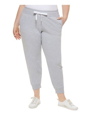 

CALVIN KLEIN PERFORMANCE Женские серые брюки-джоггеры с эластичной талией и манжетами Plus, Серый, PF2X6751