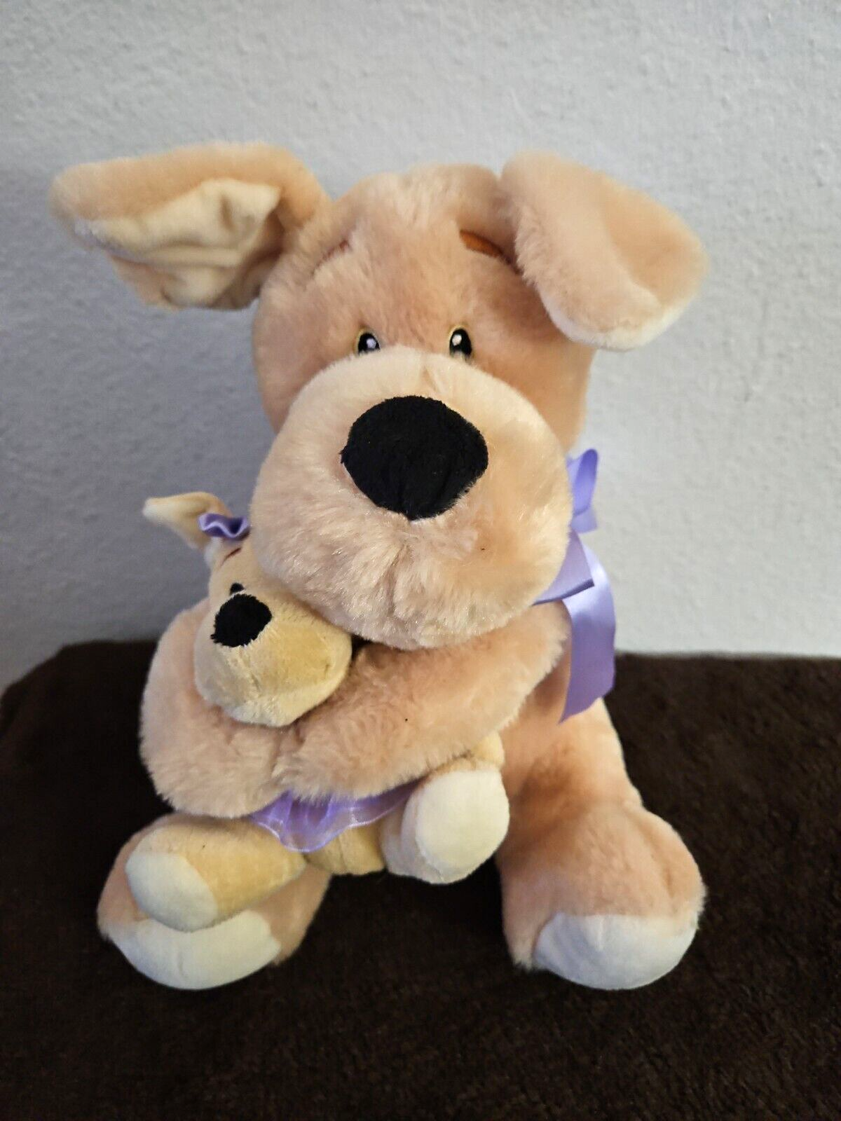The Petting Zoo Mom Dog Holding Baby Puppy Plush Stuffed Animal eBay