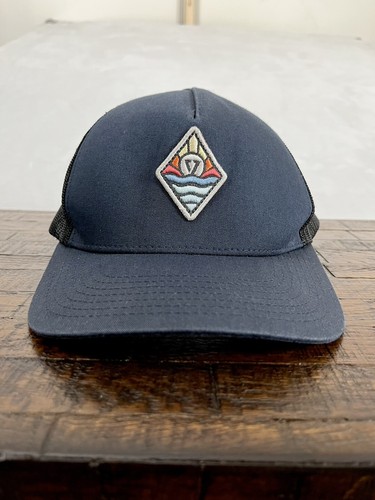 One Size Adjustable Snap Back Blue Black Mesh