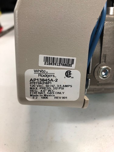 White Rodgers AP13845A-2 Intelli-Vent Water Heater Natural Gas Valve