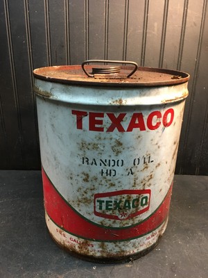 Vintage Texaco 5 Gallon Rando Hydraulic Oil Can Full Can Gas Garage Oil Fluid