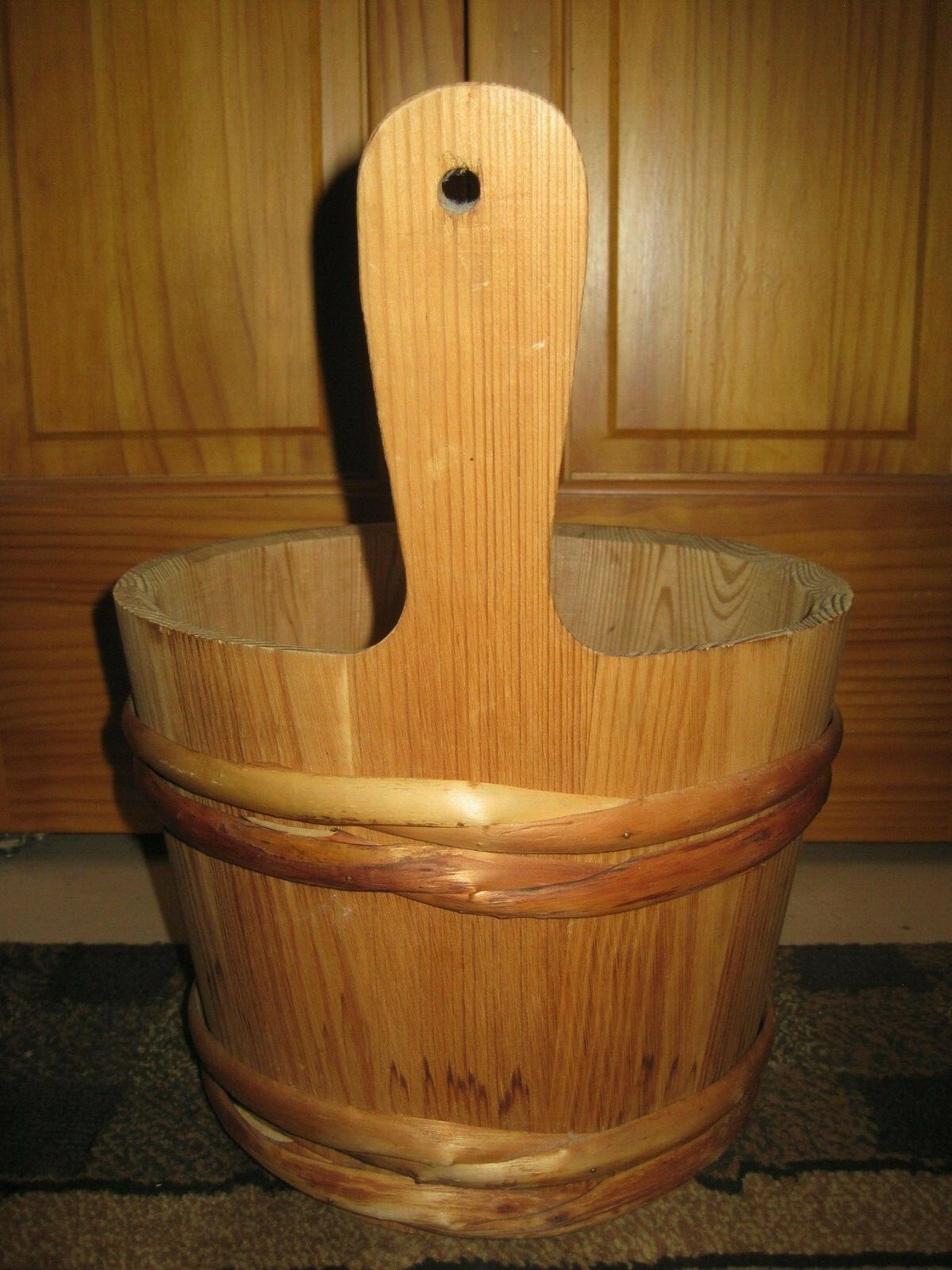 Vintage Original Wooden SAUNA BUCKET Pail FINLAND Finnish