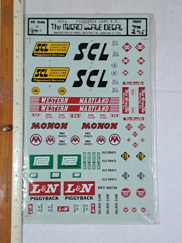 Micro Scale O or HO Train Decals RH-5 40ft Piggy Back Vans