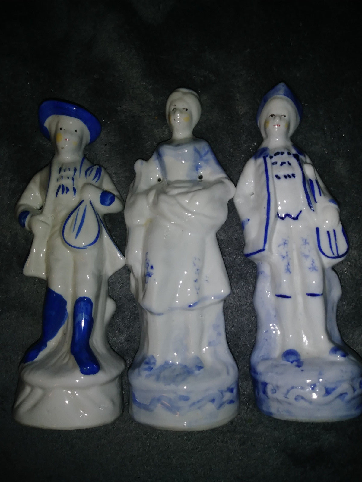Set of Three K's Collection Blue & White Porcelain Figurines -