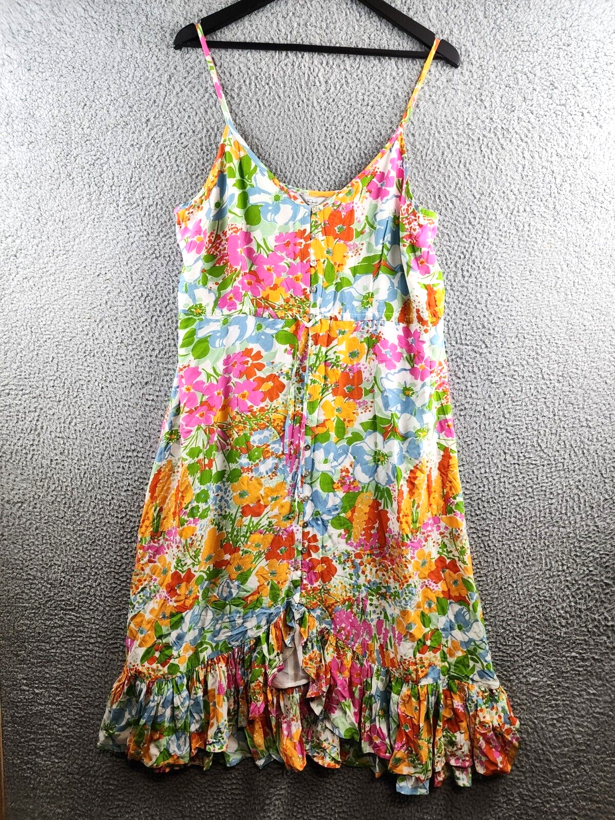 Rails Frida Drawstring Mid-Calf MIDI Floral Dress Women's XL Multi High/Low Hem - Picture 2 of 14