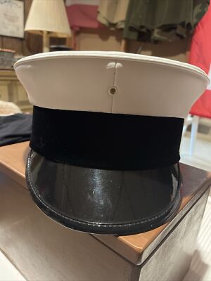 NEW MIDWAY BELL CROWN DRESS CAP HAT WHITE AND BLACK  CLASS A  7 1/8