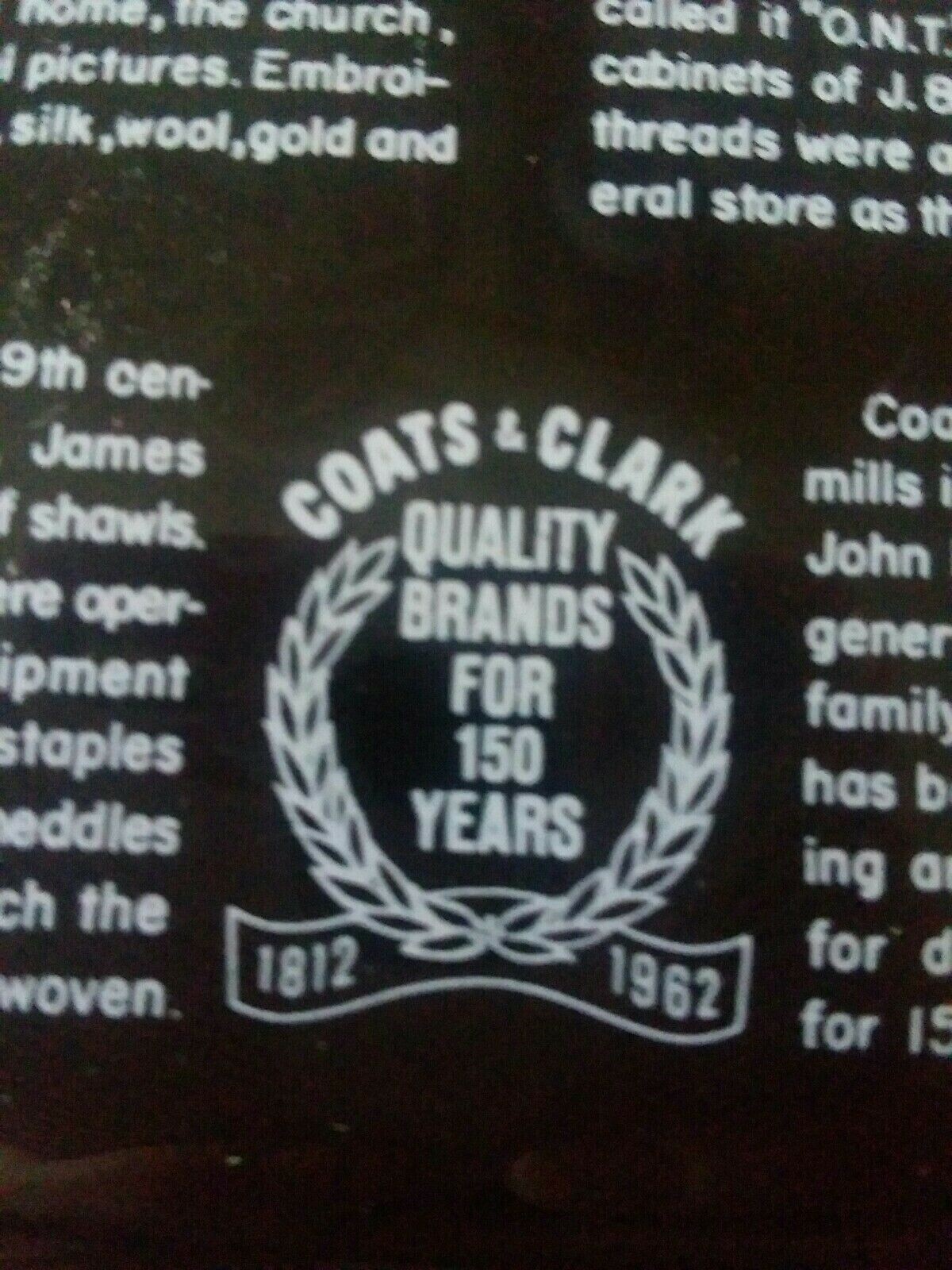 Vintage Story of Thread Plate Coats And Clark Smoked Glass 1812-1962 Mid Century