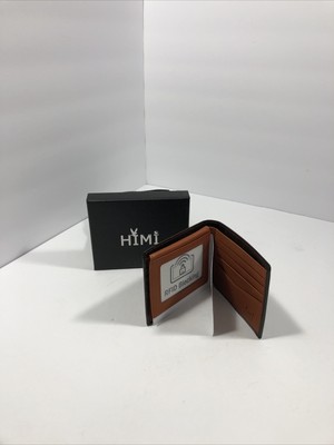 NIB HIMI Genuine Leather RFID Blocking Bifold Stylish Wallet With 2 ID Window