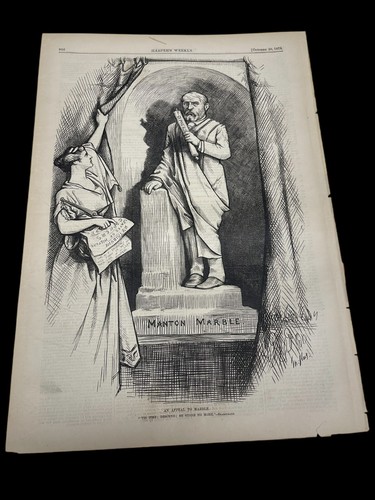 Original Harper's Thomas Nast Weekly Political Cartoon Lithograph Newspaper