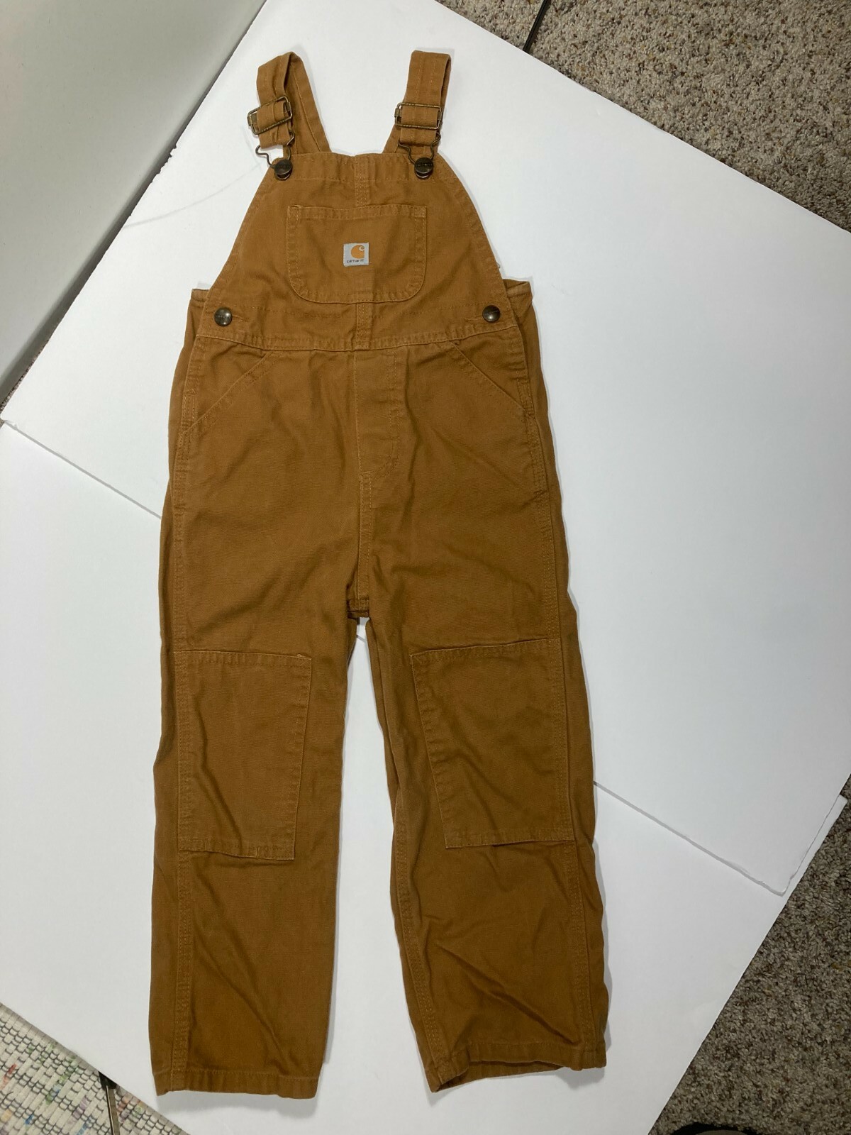 Carhartt Toddler Double Knee Canvas Overalls Bibs Brown Size 4T