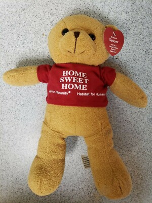 Habitat For Humanity ''Sawyer'' Teddy Bear Plush 12'' Stuffed Animal Red Shirt 