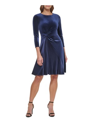 

DKNY Womens Stretch с застежкой-молнией и рукавом 3/4 Jewel Neck выше колена Party Fit +