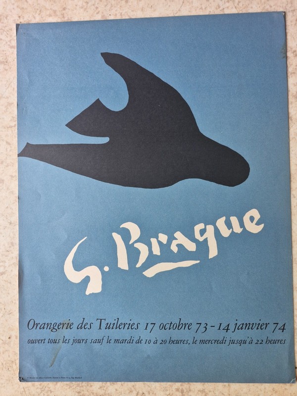 Affiche Lithographique  Braque 1974 Paris  Palais Des Tuileries