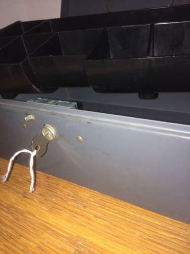 Vintage Steelmaster Cash Box W/ Key & Tray Art Steel USA Gray Metal Locking