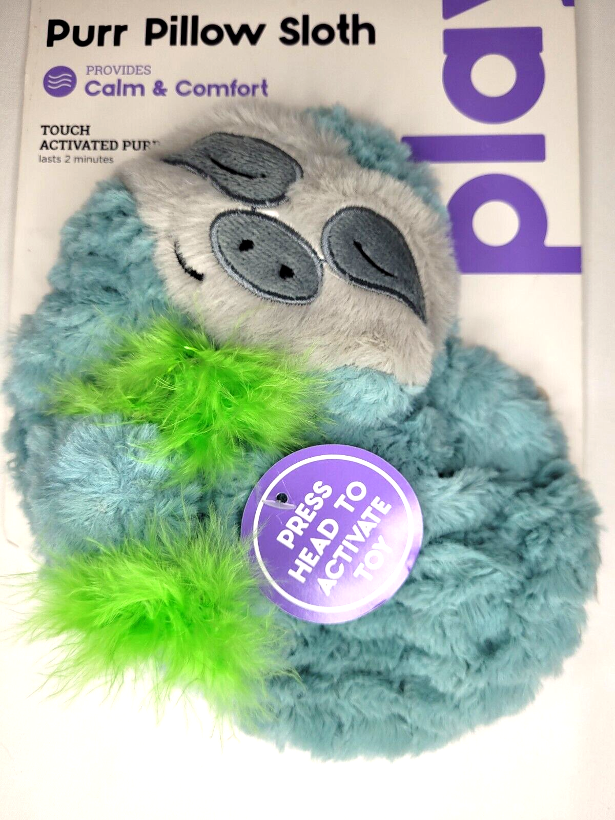 Petstages Purr Pillow Snoozin' Sloth Soothing Plush Cat Toy - NEW -