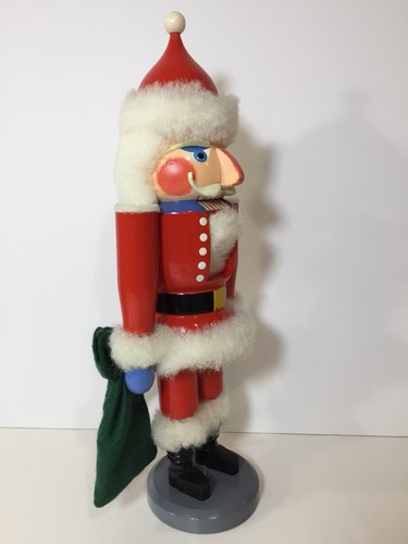 Vintage Erzgebirge Volkskunst German Wood Nutcracker Santa Claus St Nick 14”
