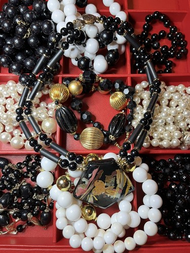 MCM BIJOUXゴールドヴィンテージネックレス Vintage MCM Necklace Lot of 10 Black White 80s 90s Style