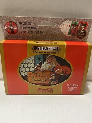 1998 COCA-COLA LIMITED EDITION SANTA NOSTALGIA PLAYING CARDS IN TIN - 2 Pks.(AV)