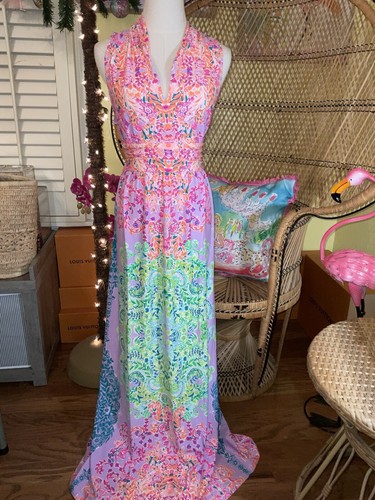 Pre-owned Lilly Pulitzer Pearce Maxi Dress Sunshine ☀️ Vibes Size M,l,xl In Yellow