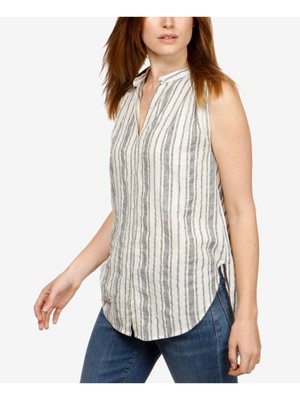 LUCKY BRAND Женская туника в полоску цвета слоновой кости без рукавов с V-образным вырезом, топ S