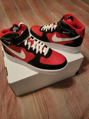 Nike By You Air Force 1 ハイカット ブラック/レッド Size 9 - Nike Air Force 1 Mid '07 Red Black White
