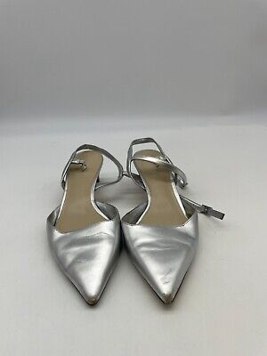 Charles & Keith Women's Silver Tone Point Toe Heels Size 38/245(1.5)