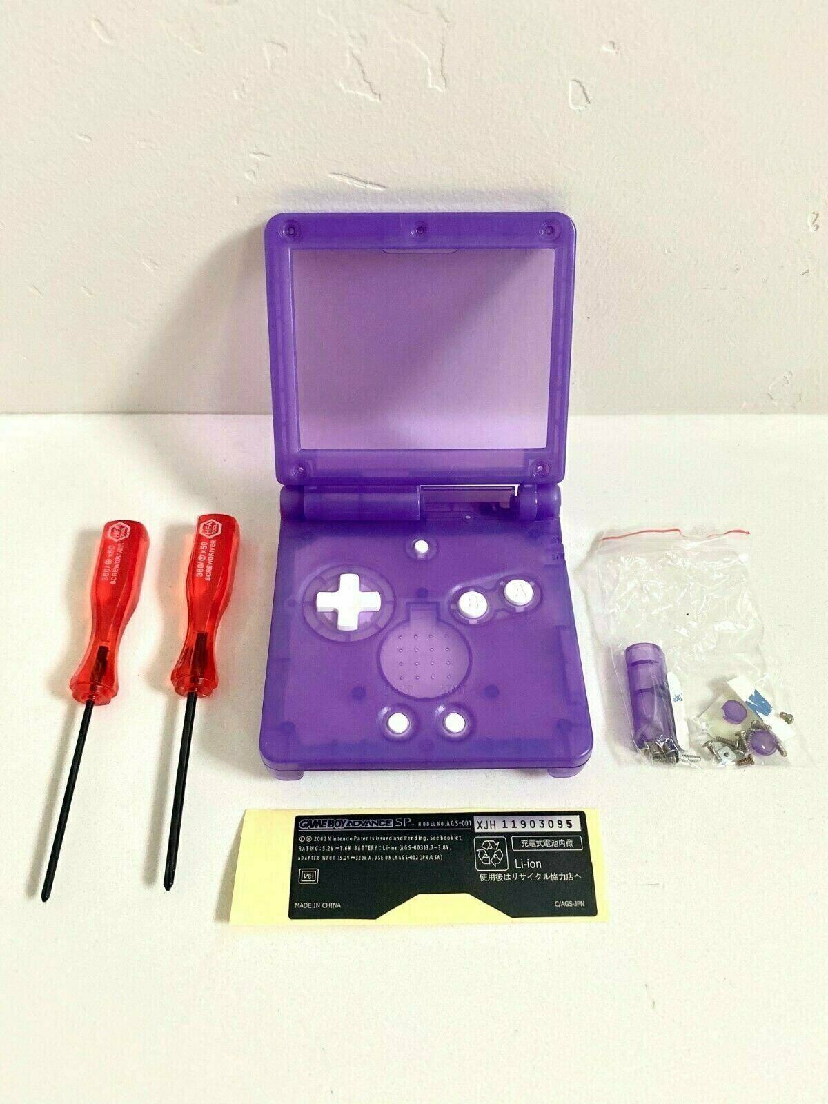 Replacement Housing for Nintendo GBA Game Boy Advance SP Shell Clear Purple Tool
