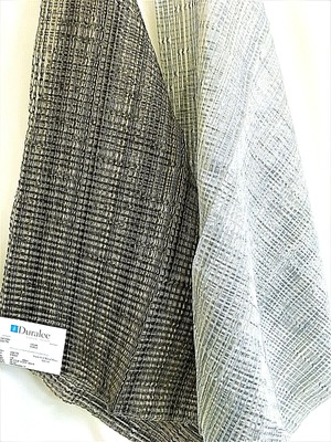 Duralee Geometric Designer Semi-Sheer Fabric Sample Brown Gray Silver Set /2 New