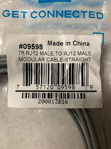 C2G 09598 7ft RJ12 6p6c Straight Modular Cable, Silver