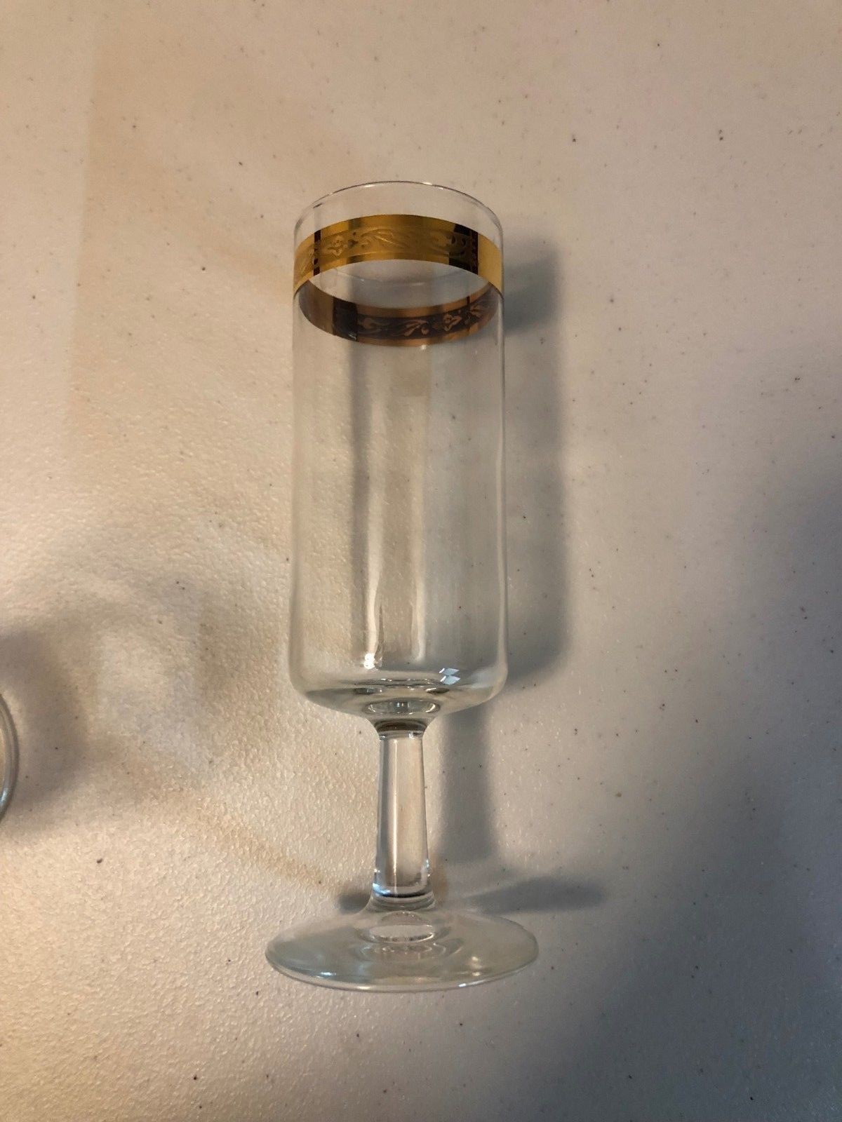 Pair of Wine/Champagne Glasses With Gilt Gold Rim