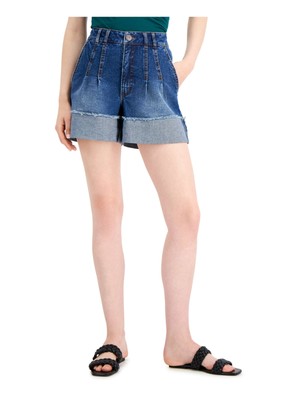

INC DENIM Женские темно-синие джинсовые шорты с карманами и манжетами на молнии с высокой талией 8\29, Navy, 100121564