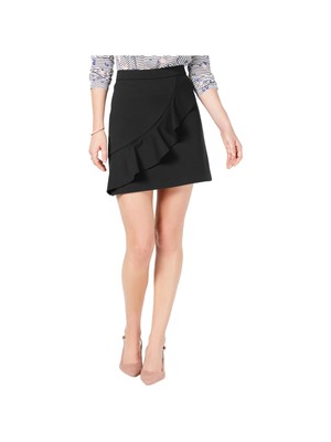 

MAISON JULES Женская черная мини-юбка-трапеция с оборками Размер, Черный