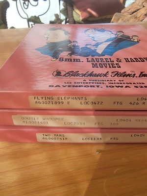 Lot of 3 Laurel & Hardy Super 8mm Blackhawk Films Two Tars Elephant Whoopee. Gr8