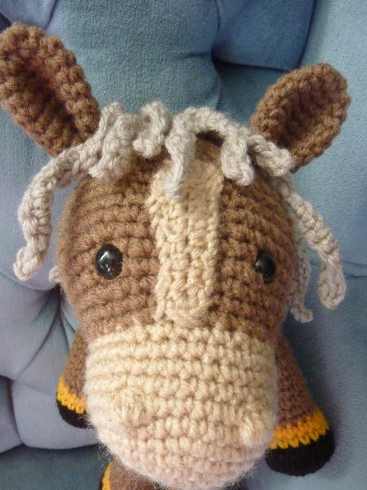 Handmade Crochet Light Brown Horse Buff Mane Stuffed Animal Toy