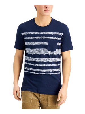 

SUN STONE Мужская темно-синяя футболка с коротким рукавом классического кроя, Navy, 100099818MN