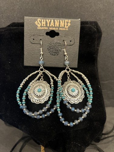 SHYANNE Silvertone Turquoise Beaded Earrings 2x2