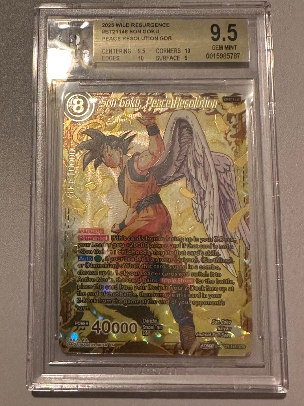 ドラゴンボールカード BGS9.5 Son Goku Peace Resolution Son Goku, Peace Resolution - Wild Resurgence - Dragon Ball