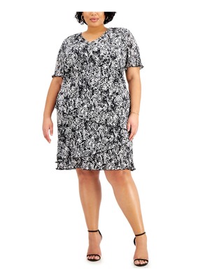 

CONNECTED APPAREL Женское черное трикотажное платье-футляр с короткими рукавами Plus, Черный
