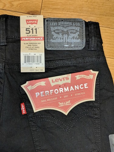 LEVI'S 511 Boys Slim Shorts Black Size 14 Reg Waist w 27