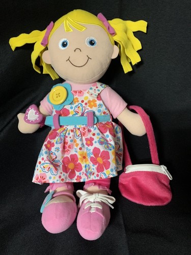 Kidoozie Learn to Dress Zip, Button, Tie Activity Colorful Plush Doll 15"