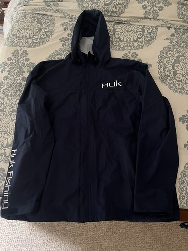 Huk Packable Waterproof Rain Pants & Rain Jacket - Navy Blue XL - Never Worn