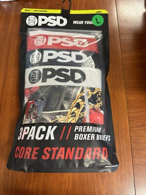 PSD 3 Pack Premium Boxer Briefs Core Standard Men's LARGE (36-38)
